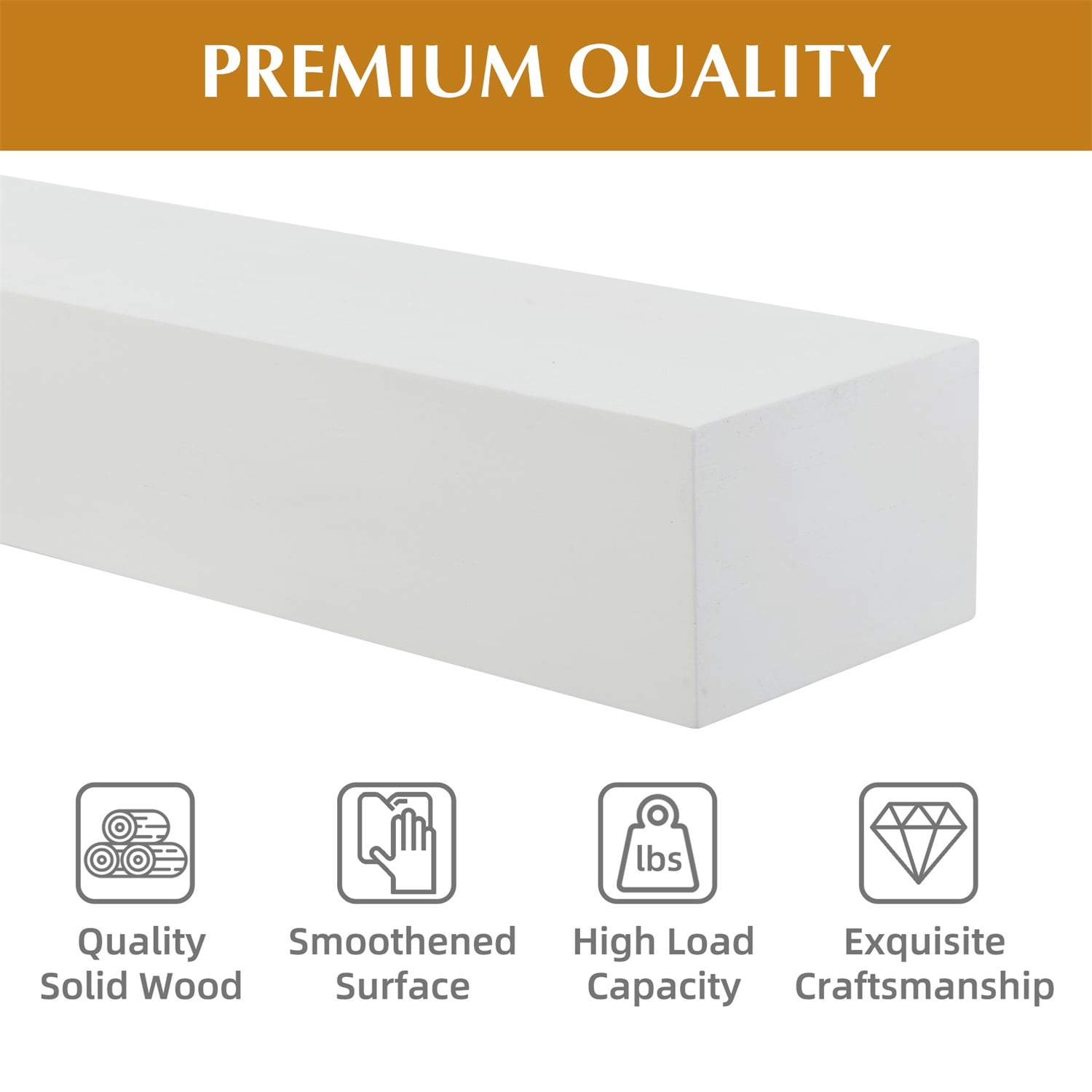 Hommoo 60" Embossed Fireplace Mantel Solid Wood Wall-Mounted & Floating Shelf for Home Decor, Brown
