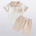 thumbnail image 2 of TOWED22 Toddler Baby Boy 1st 2nd Birthday Outfit Set Embroideried T-shirt Tops with Casual Shorts Summer Birthday Clothes Beige,0-6 M, 2 of 8
