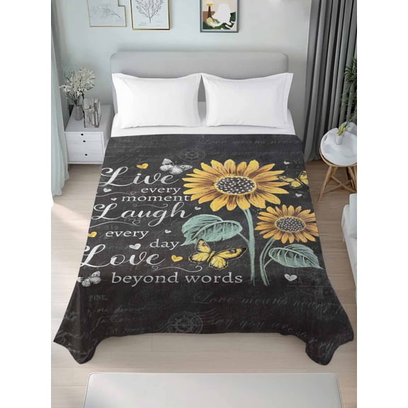 Retro Sunflower King Size Flat Sheet, Wrinkleproof & Fadeproof Cooling Flat Bed Sheet Only, Spring Summer Farmhouse Floral Butterfly Breathable Soft Bedding Top Sheets 105 x 98 Inches
