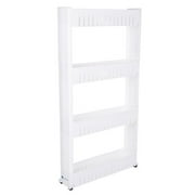 Everyday Home 4-Tier Plastic Bathroom Storage Organizer Cart with Wheels