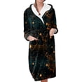thumbnail image 1 of Women's Fleece Plush Robe Long Warm Plush Bathrobe Loungewear Jacket Printed Comfort Robe, 1 of 5