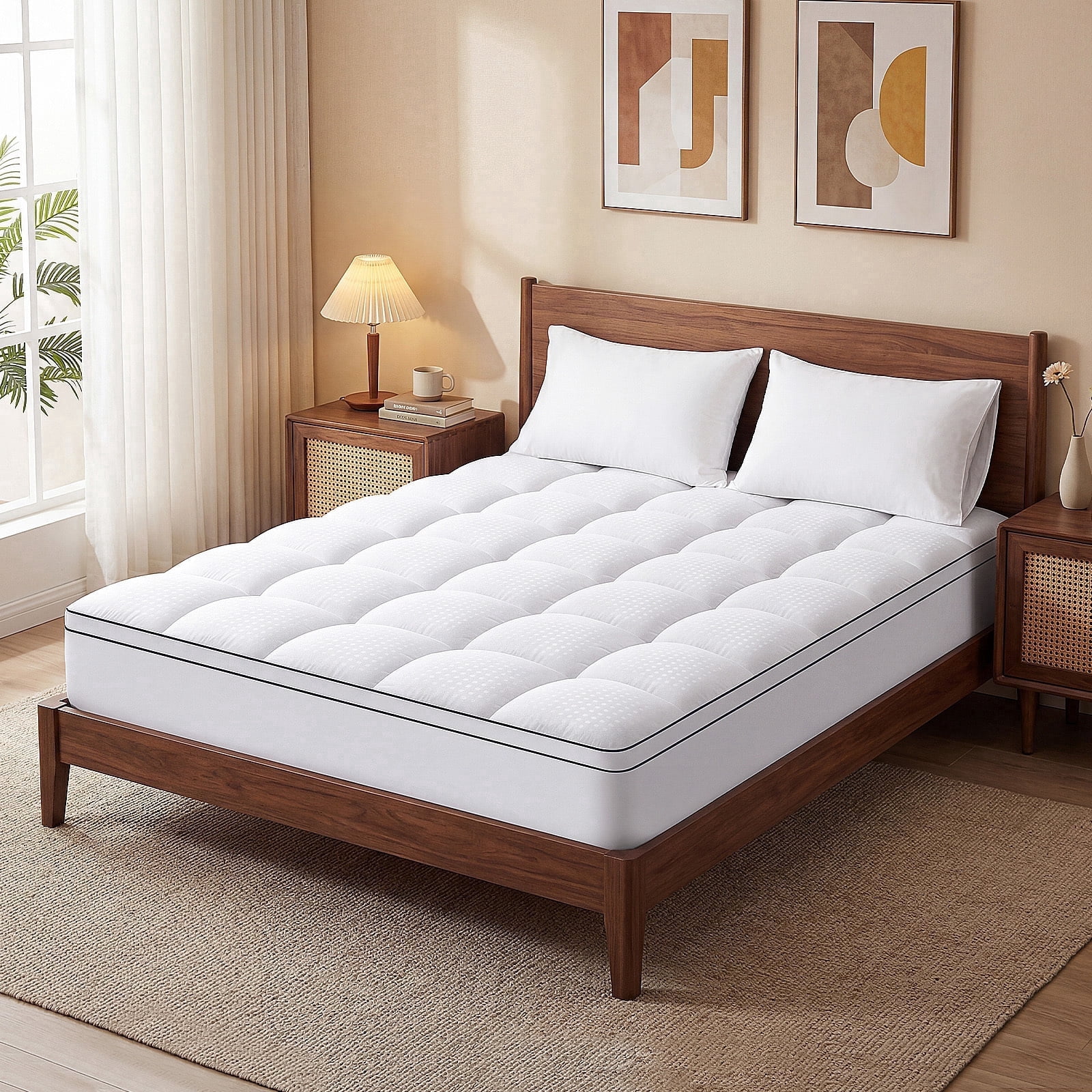 Vccoem Queen Mattress Topper, 2-Inch, Cooling White photo 4
