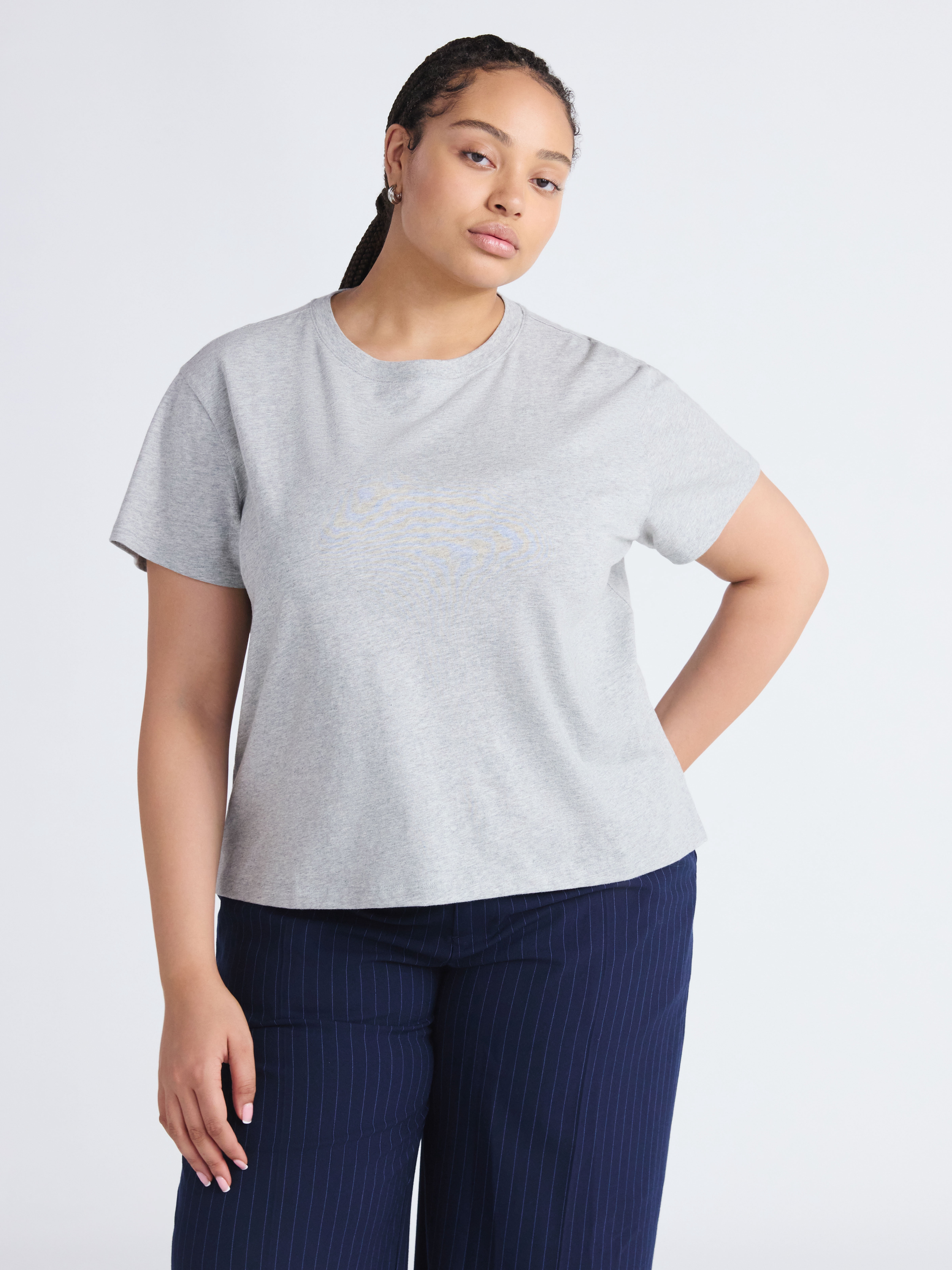 Free Assembly Women's and Women's Plus Cotton Cropped Boxy Tee with Short Sleeves, Sizes XS-4X