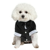 Unique Bargains Dog Tuxedo Stylish Pet Formal Attire with Bow Tie Dog Wedding Outfit Dog Shirt Puppy Clothes Dress Up Cosplay for Small Medium Dogs Small Black