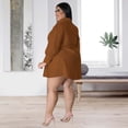 thumbnail image 5 of AURA Women Plus Size Lace Shirt Dress Sexy Solid Color Mini Dress 3 4 Sleeve Irregular Hem, 5 of 7