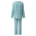 thumbnail image 4 of DuoJiaJ Warm Pajamas For Women Fuzzy Pajama Sets Cozy Fleece Oversized Pullover Pants Sets Loungewear 2 Piece Women's Pajamas Sets Blue, 4 of 4