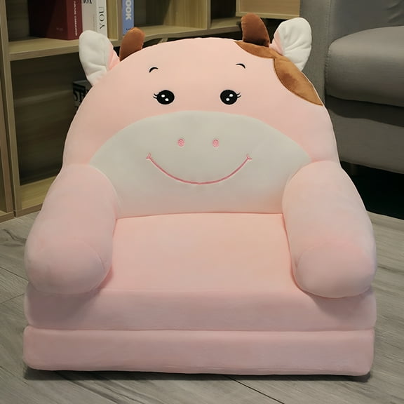 BESTSKY Plush Foldable Kids Sofa Backrest Armchair 2 In 1 Foldable Children Sofa Cute Cartoon Lazy Sofa Children Flip Open Sofa Bed for Living Room Bedroom Without Liner Filler Pink 201010