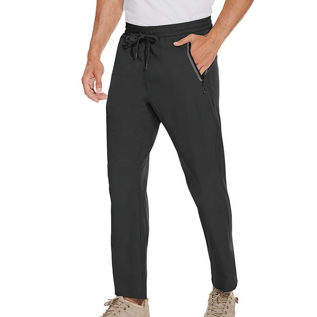 Pantalones largos de verano para hombre, para senderismo al aire libre, transpirables, para entrenamiento deportivo y fitness, de color liso.