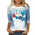 thumbnail image 2 of Christmas 3/4 Sleeve Tops for Women,Christmas Tops 3/4 Sleeve Shirts for Women Crew Neck Xmas Snowman Print Graphic Tees Blouses Casual Plus Size Basic Tops, 2 of 4