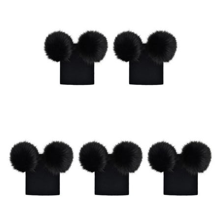 

5pcs Baby Girls Boys Double Pompom Hat Crochet Knitted Winter Warm Faux Fur Ball Hat Beanie Bonnet
