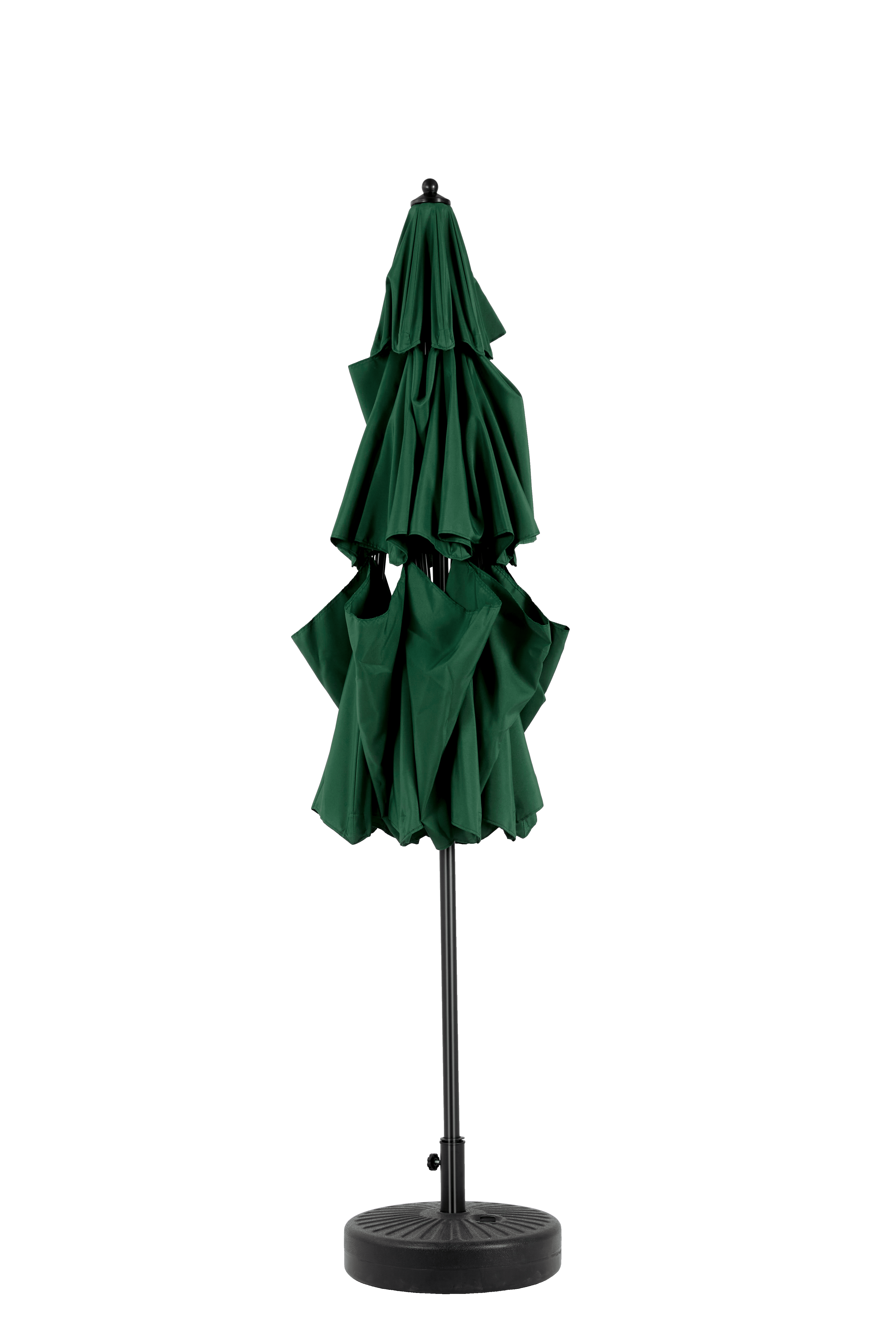 3-Tier Auto-Tilt Outdoor Patio Umbrella 9-Foot, Market Table Umbrella for Deck and Backyard with Crank, Dark Green