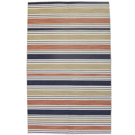 Wahi Rugs Hand Knotted Coastal Flat-Weave Indoor Outdoor Beach 5'0"x8'0" -W811