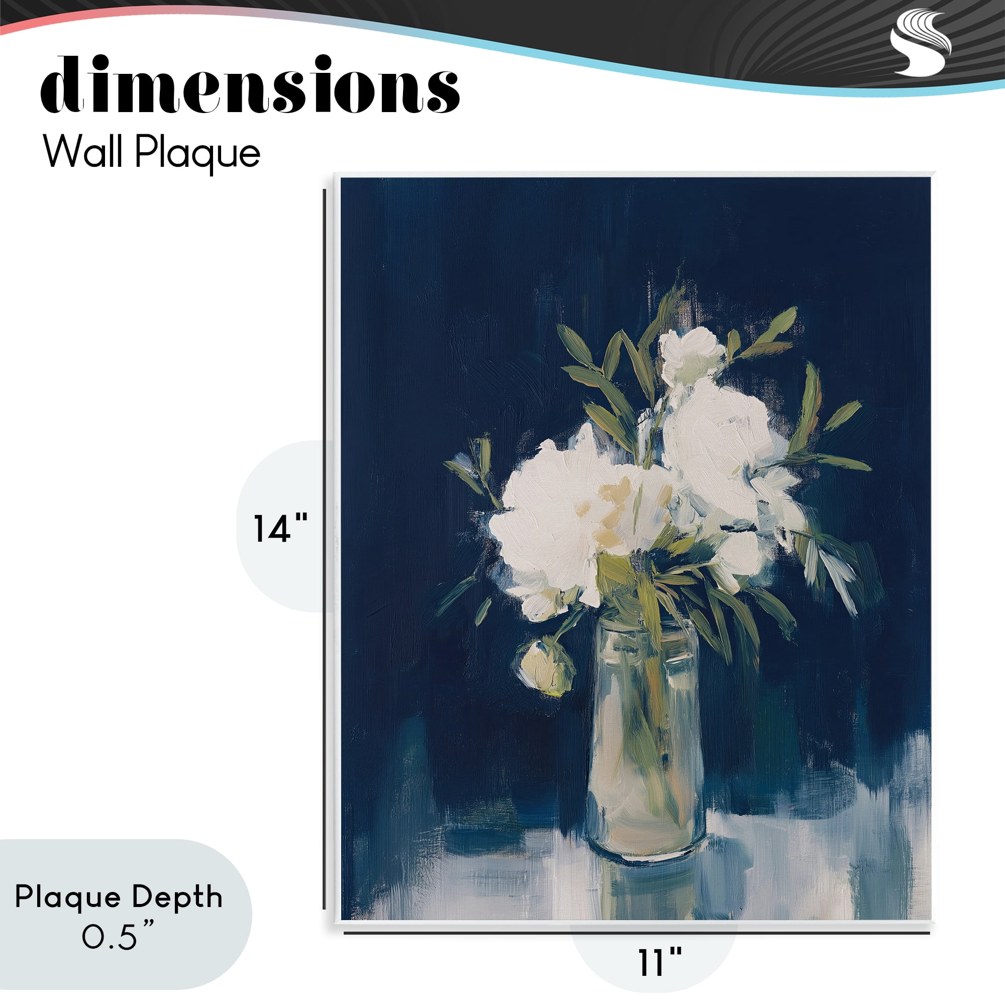 Stupell Industries Peonies On Blue Mirage Wall Plaque Art, design by Svetlana Aleynikova