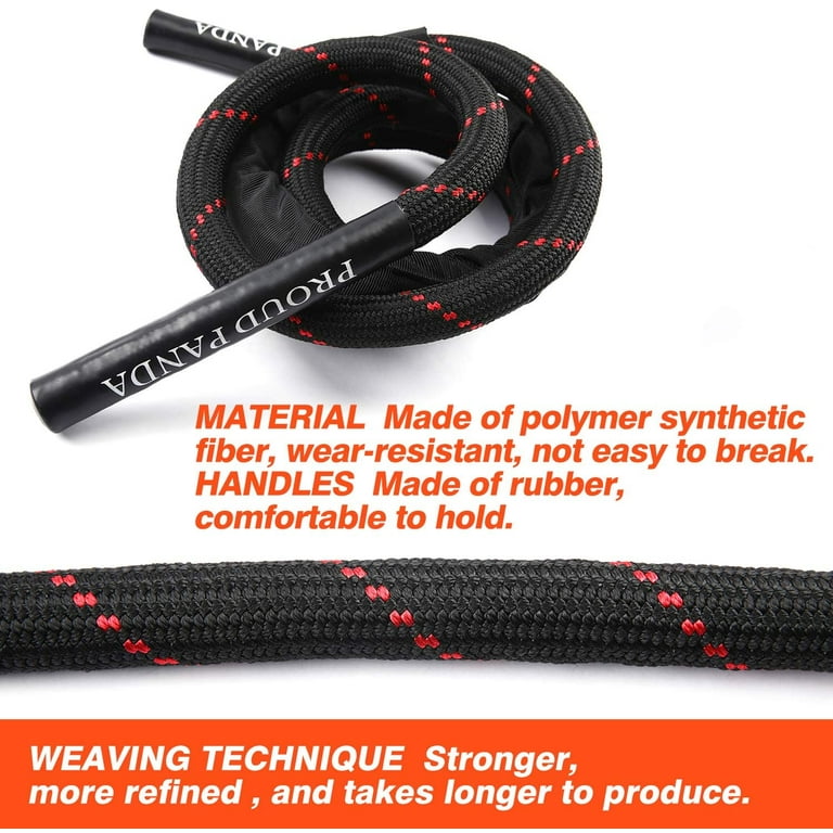 Proud Panda Weighted Jump Ropes for Fitness 3LB Heavy Jump Rope for Men Women Adults Workout Equipment Skipping Battle Rhino Rope with Sleeve for