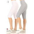 thumbnail image 5 of Women's High Waist Casual Solid Slim Running Yoga Capri Leggings Pants S-3XL (Pack of 2), 5 of 5