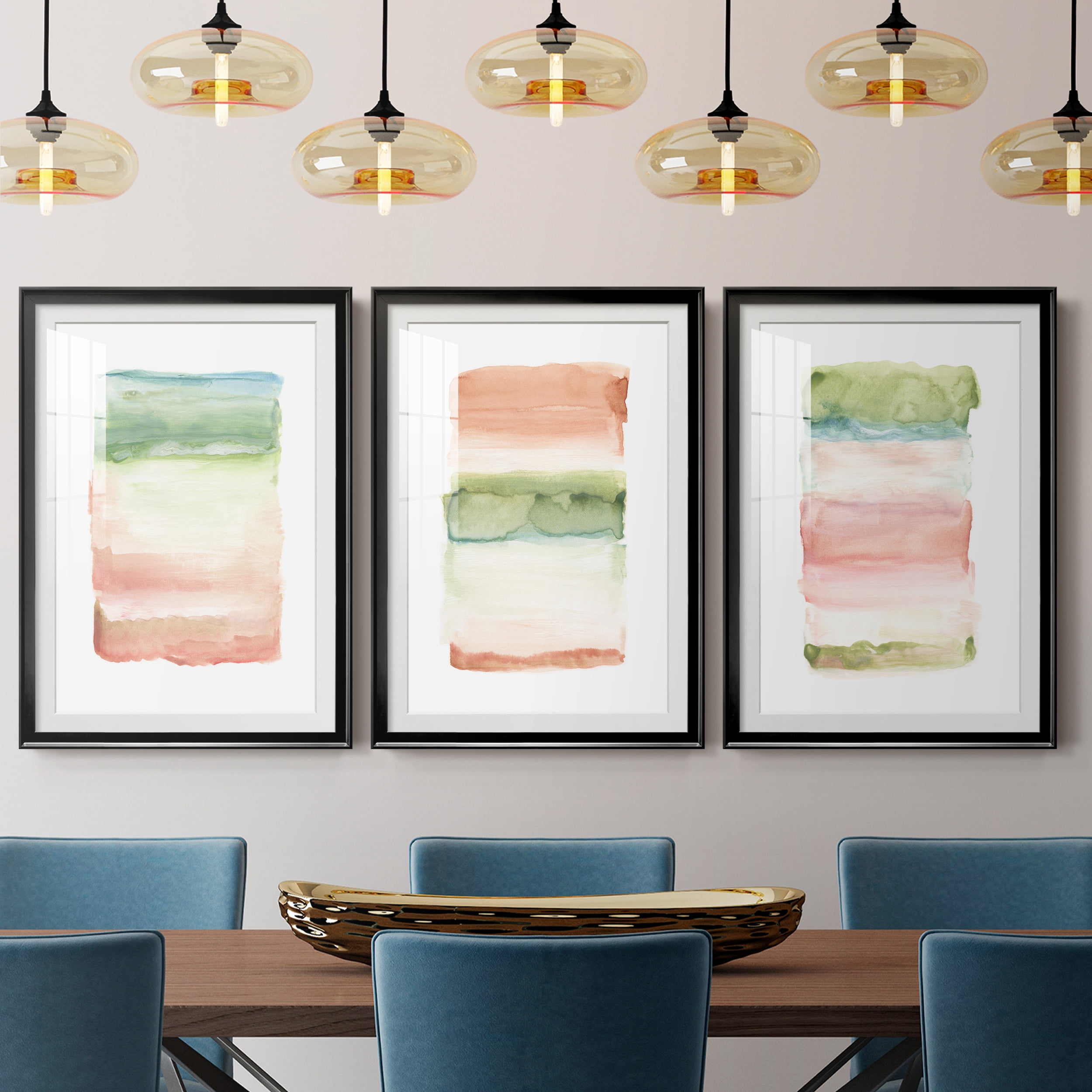 Skye I Premium Framed Prints Set of 3 - Ready to Hang - 26.5 x 36.5 Each - Black Frame
