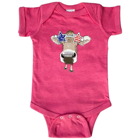 

Inktastic 4th of July Patriotic Cow in Shades Gift Baby Boy or Baby Girl Bodysuit