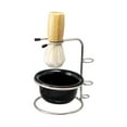 thumbnail image 3 of Juego de brochas de afeitar de 3 pulgadas con soporte de metal para baño, ergonómicas y compactas para hombres, afeitado en húmedo para el cuidado, 3 of 8
