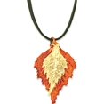 thumbnail image 1 of Iridescent Copper/24k Gold Dipped Double Birch Leaf Necklace, 1 of 1