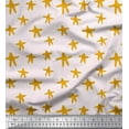 thumbnail image 1 of Soimoi Gold Georgette Viscose Fabric Starfish Ocean Print Fabric by the Yard 42 Inch Wide, 1 of 3