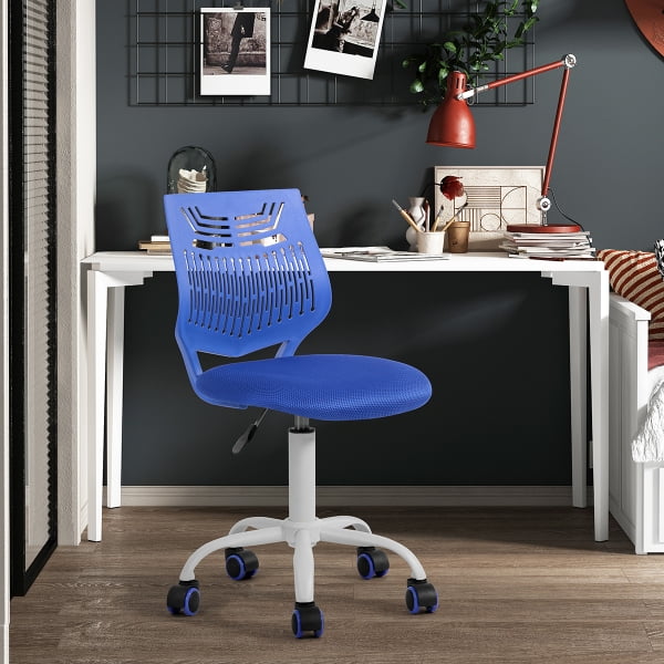 Office Chair Clearance Ergonomic Mid Back Desk Chair with Swivel & Adjustable Height, Navy Blue