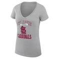 thumbnail image 2 of Women's G-III 4Her by Carl Banks Heather Gray St. Louis Cardinals Super-Slim Fit Lightweight Team Logo Graphic V-Neck, 2 of 5