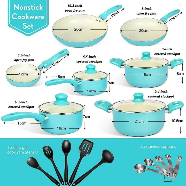 Kitchen Academy Induction Cookware Set-17 Piece Non-stick Cooking