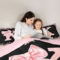 thumbnail image 4 of Erosebridal Princess Bow K Bedding Comforter Set 7pcs, Spring Flower King Bedding Sets, Pink Reversible, 4 of 7