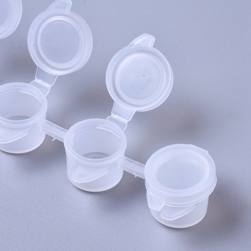 100 pc Plastic Paint Pots Strips 3ml 8 Pots Mini Empty Paint Cups with Lids for Arts Crafts Watercolor Pigment White 22.8x5.7x1.5cm