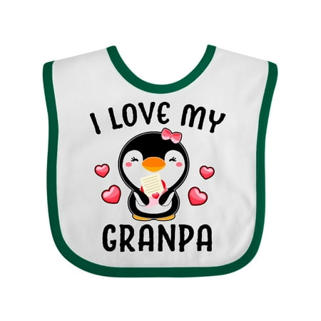 

Inktastic I Love My Granpa with Cute Penguin and Hearts Gift Baby Girl Bib