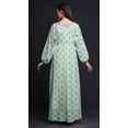 thumbnail image 2 of Bimba Moss Georgette Clover Leaves Floral Printed Womenâ€™s Long Sleeve Elastic Waist MaxiÂ&nbsp;DressÂ&nbsp;Gown-Medium, 2 of 5