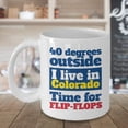 thumbnail image 3 of I Live In Colorado. Time For Flip-flops. Novelty Coffee & Tea Gift Mug Cup For A Mom Or Dad From Denver, Boulder, Aspen, Aurora, Vail, Lakewood & Louisville (15oz), 3 of 4
