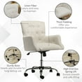 thumbnail image 6 of HOMCOM Mid Back Task Chair, Modern Home Office Chair with Tufted Button Design and Padded Armrests, Swivel Computer Desk Chair for Study Living Room Bedroom, Cream White, 6 of 9