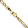 thumbnail image 3 of Primal Gold 14 Karat Yellow Gold 3.2mm Semi-solid Pave Figaro Chain, 3 of 4