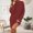 Wine, variant on Knit Dress, Sweater Dress, Long Sleeve Semi-High Neck, Loose Fit Casual Midi Dress, for Women’s Daily Wear and Leisure