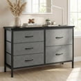 thumbnail image 5 of edx 5 Drawer Dresser for Bedroom, 39.4" Fabric Chest of Drawers with Wooden Top Metal Frame, Storage Organizer for Closet, Hallway & Living Room, Gray, 5 of 9