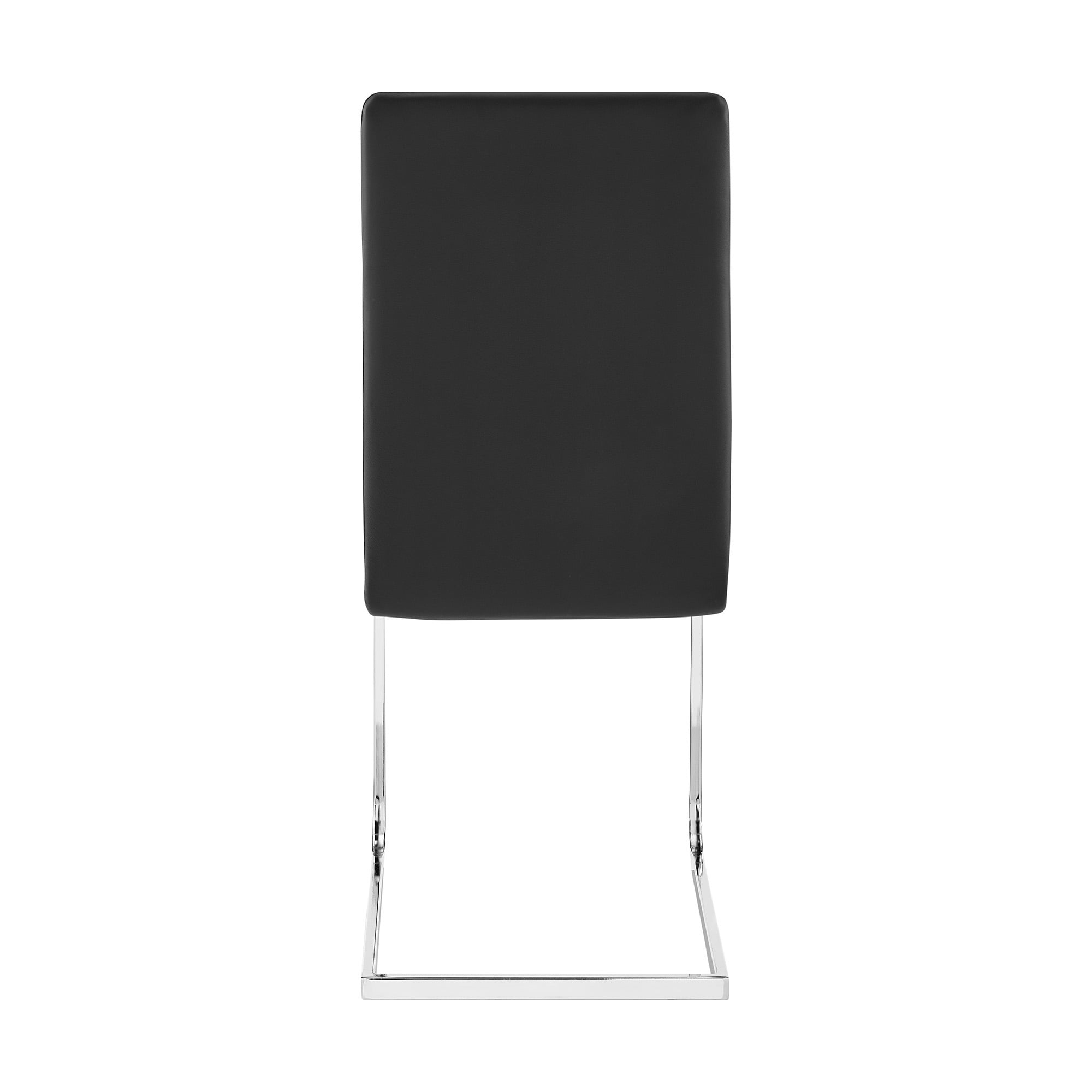 Amanda Contemporary Side Chair in Black Faux Leather and Chrome Finish - Set of 6