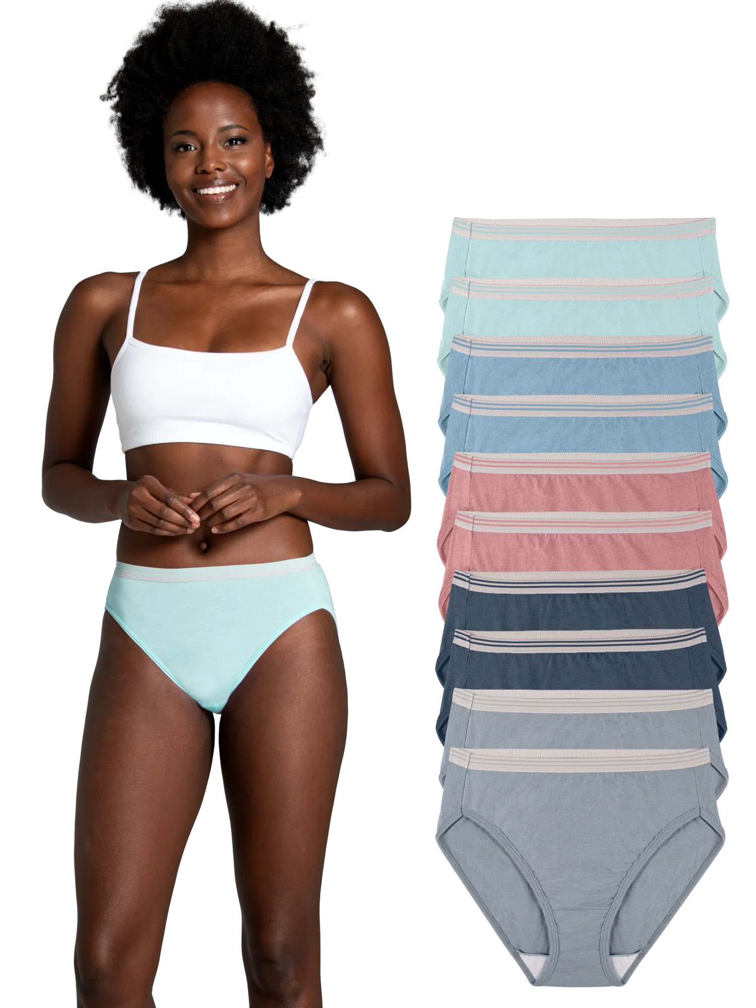 Fruit of the Loom Women's Cotton Hi-Cut Brief, 10-Pack