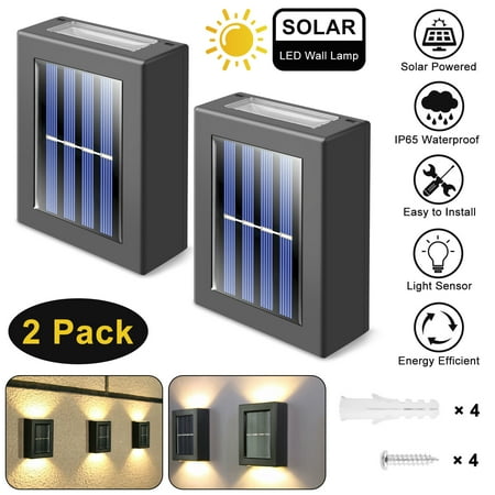 

Elegant Choise 2 Pack Outdoor Security Solar Lights IP65 Waterproof Motion Sensor Lamp Household LED Wall Mount Light Up And Down for Wall Front Door Patio Deck Yard Garden