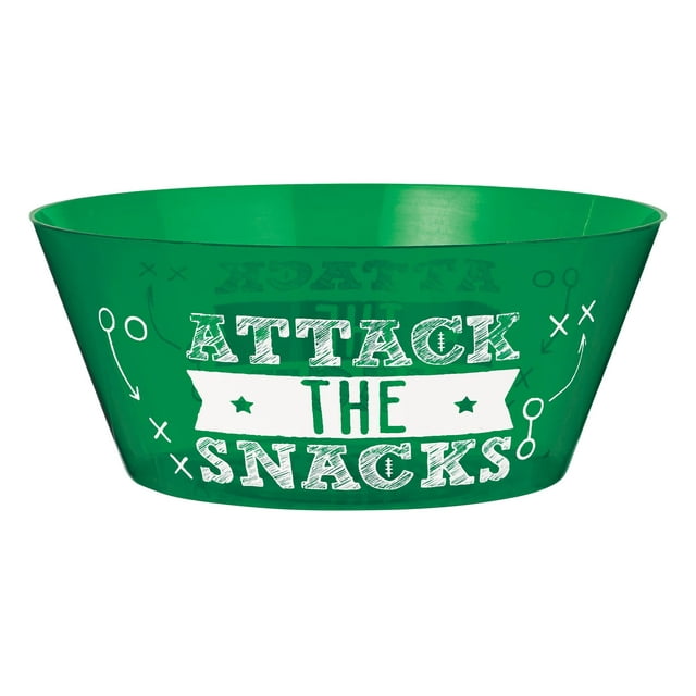 Football Party Large Attack the Snacks 3.75 qts. Serving Bowl, Green White