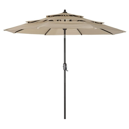 1111Fourone Umbrella UV Protection Hanging Umbrella 3-Tier Aluminum Pole & Ribs Outdoor Parasol for Backyard Patio