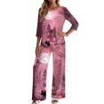 thumbnail image 5 of 2 Piece Sets For Women 3/4 Sleeve Halloween Fashion Clothing & Wide Leg Pants Womens Halloween Print Casual Fall Airport Travel Outfits, 5 of 5
