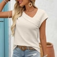 thumbnail image 6 of Women’s Tops Dressy Casual Cap Sleeve Asymmetrical Neck T-Shirt Summer Fashion Business Work Shirts ,Beige,XXL, 6 of 9