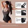 thumbnail image 3 of Body de encaje para mujer, ropa moldeadora con control de barriga, camisola sin espalda con cuello en V, camisetas más delgadas sin mangas, 3 of 5