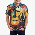 thumbnail image 1 of Fotbe World Map Guitar Illustration Camiseta Polo de Golf para Hombre con Estampado – Camisa Deportiva Transpirable con Cuello Abotonado-X-Large, 1 of 6