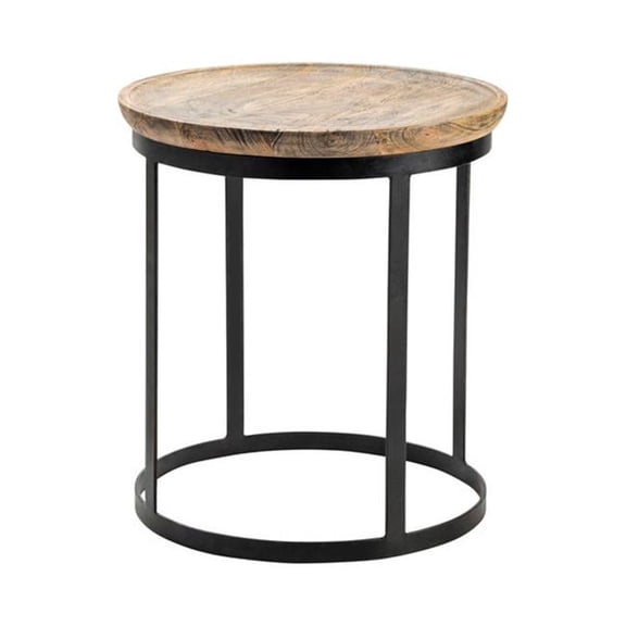 Crestview Collection CVFNR465 22 x 22 x 24 in. Bengal Manor Mango Wood & Metal Round End Table