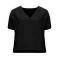 thumbnail image 4 of Njoeus Going Out Tops For Women Womens Tops Dressy Casual Short Sleeve Womens Casual Solid Color Round Neck Loose Tops Blouses V Neck Summer Clothes For Women On Clearance, 4 of 7
