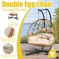 thumbnail image 7 of FKS LIFE Double Egg Chair Swing Chair Hammock Outdoor Patio Furniture Hanging Loveseat with Stand, 7 of 7
