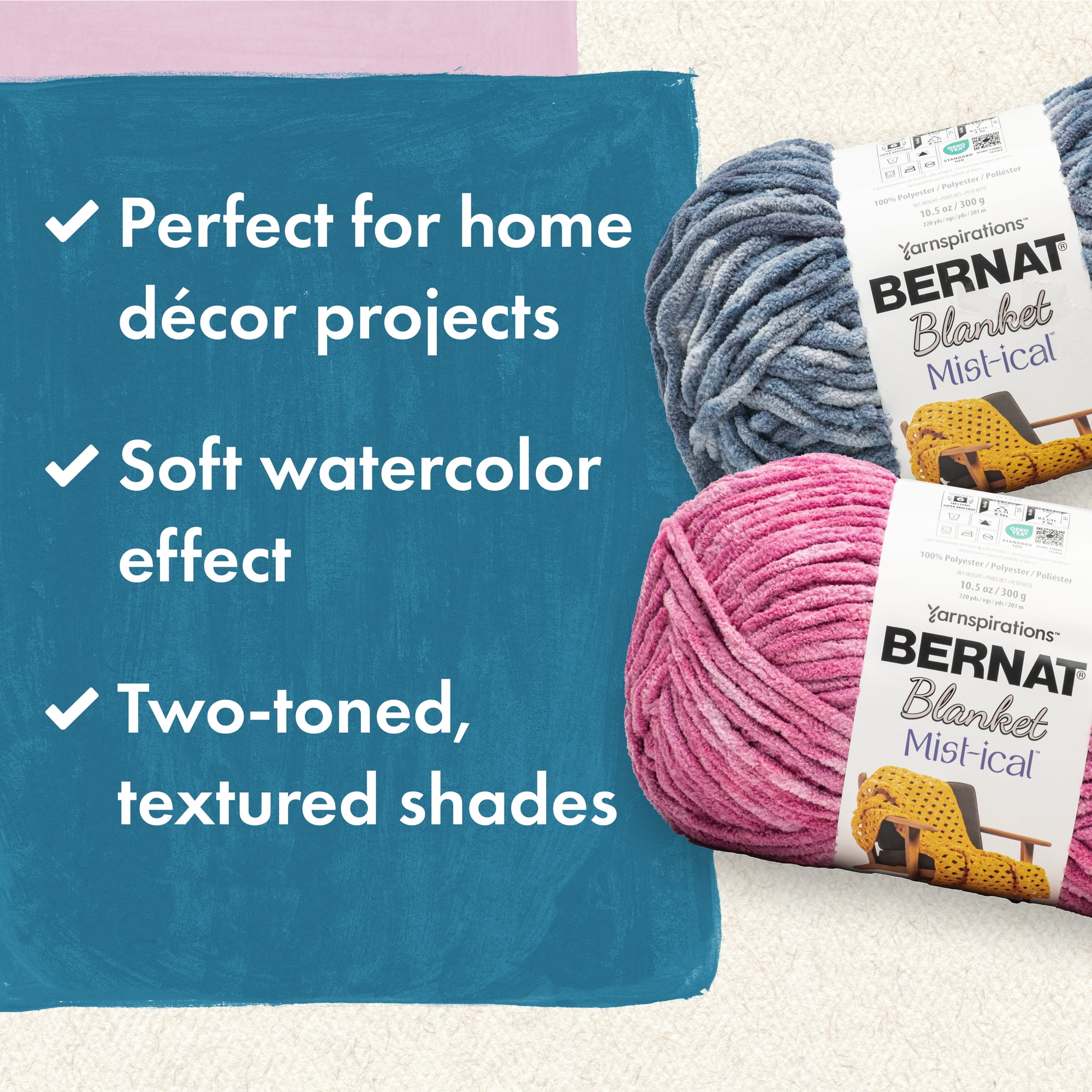 Bernat® Blanket Mist-ical™ #6 Super Bulky Polyester Yarn, Phlox 10.5oz/300g 220 Yards