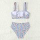 thumbnail image 5 of Trajes de baño Amzcrzy Tankini para mujer, trajes de baño, trajes de baño, bikini, bikini de cintura alta con estampado floral pequeño para mujer, conjunto de traje de baño dividido, azul, M, 5 of 9